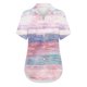 thumbnail image 5 of Tops de Manga Corta de Verano para las Mujeres de la Moda No Posicionamiento de la Impresión de Lino Cuadrado Acampanado Hemp Botón-Up Camisa, 5 of 6
