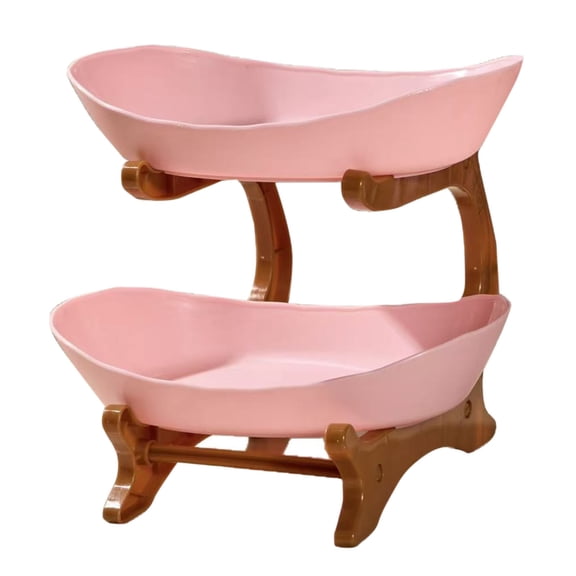 Fruit Basket 2 Tiers with Base Stand, Kitchen Countertop Organizer with Detachable Bowl for Fruits Vegetables and Snacks, Home Party Decor Fruit Holder for Fresh Produce Display (8.66x5.91 Inch)