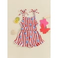 thumbnail image 6 of Suealasg 4th of July Little Girl Cami Jumpsuit 1T 2T 3T 4T 5T Kids Girls Sleeveless Flag Print Spaghetti Strap Romper Shorts Toddler Girls Summer Independence Clothes, 6 of 9