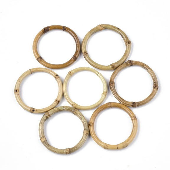 2pcs Bamboo Linking Rings Ring BurlyWood 45~55x6.5~7.5mm Inner Diameter: 37~44mm
