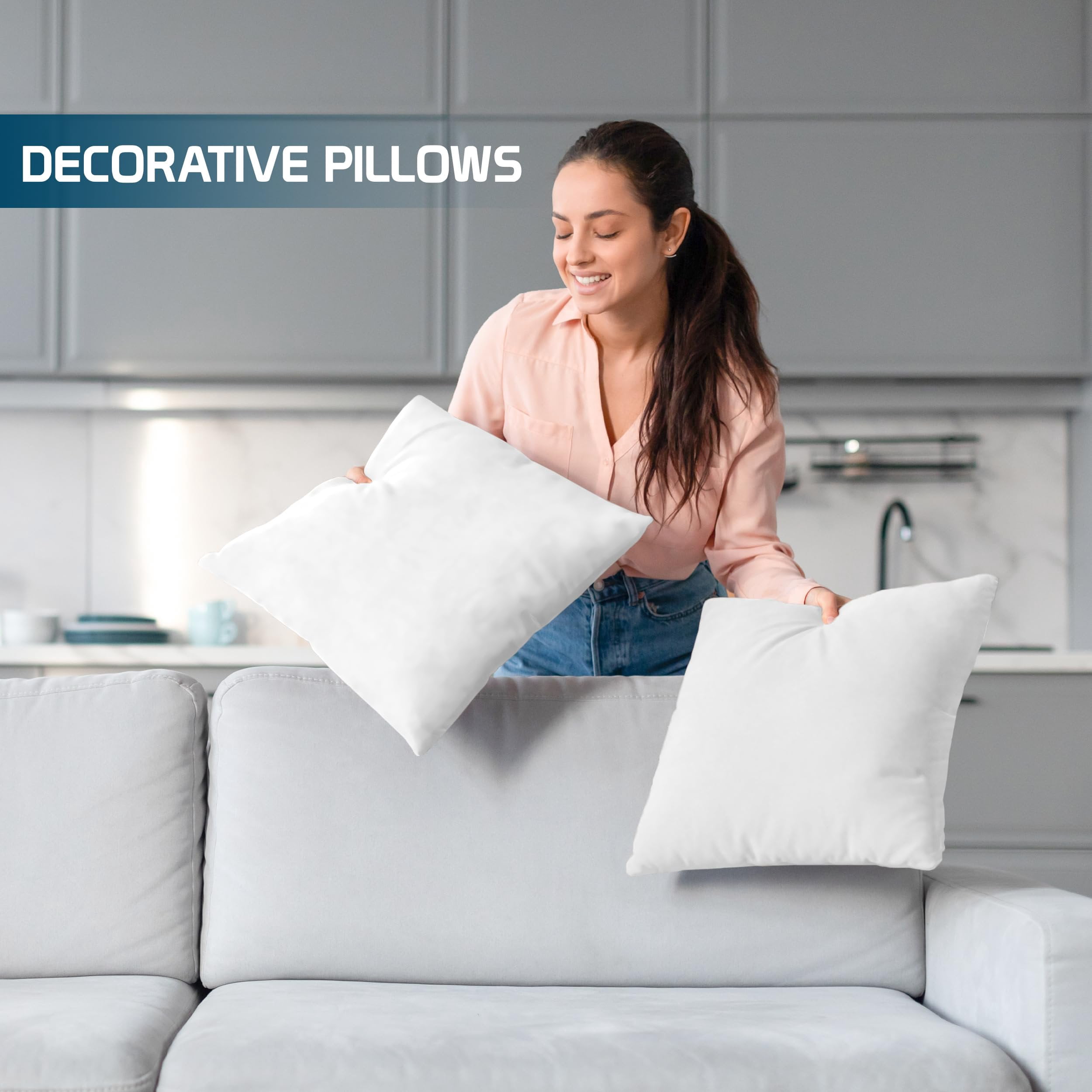 Utopia Bedding Throw Pillows (Set of 4, White) – 26 x 26 Inches Down Alternative Pillows for Bed, Sofa, and Couch - Fluffy Decorative Stuffer Pillow for Indoors & Outdoors