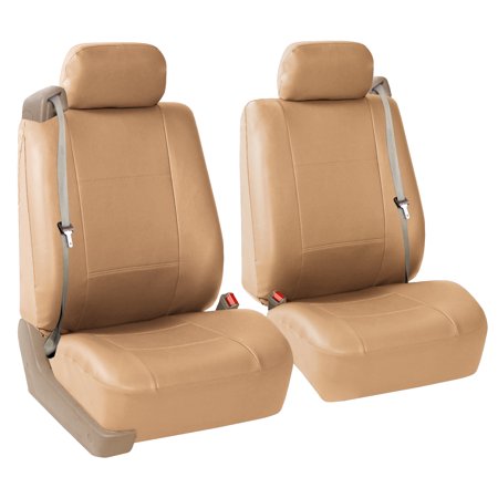 Van Seat Belt FH Group Integrated Seatbelt Seat Covers for Sedan, SUV, Van, Truck, Two Front Buckets, Tan ()
