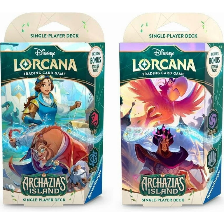 Lorcana TCG: Archazias Island: Starter Decks: Both Amethyst & Steel (Jafar & Iago) and Sapphire & Ruby (Belle & Beast) (2 Decks) - Walmart.com Lorcana TCG: Archazias Island: Starter Decks: Both Amethyst & Steel (Jafar & Iago) and Sapphire & Ruby (Belle & Beast) (2 Decks) - Walmart.com