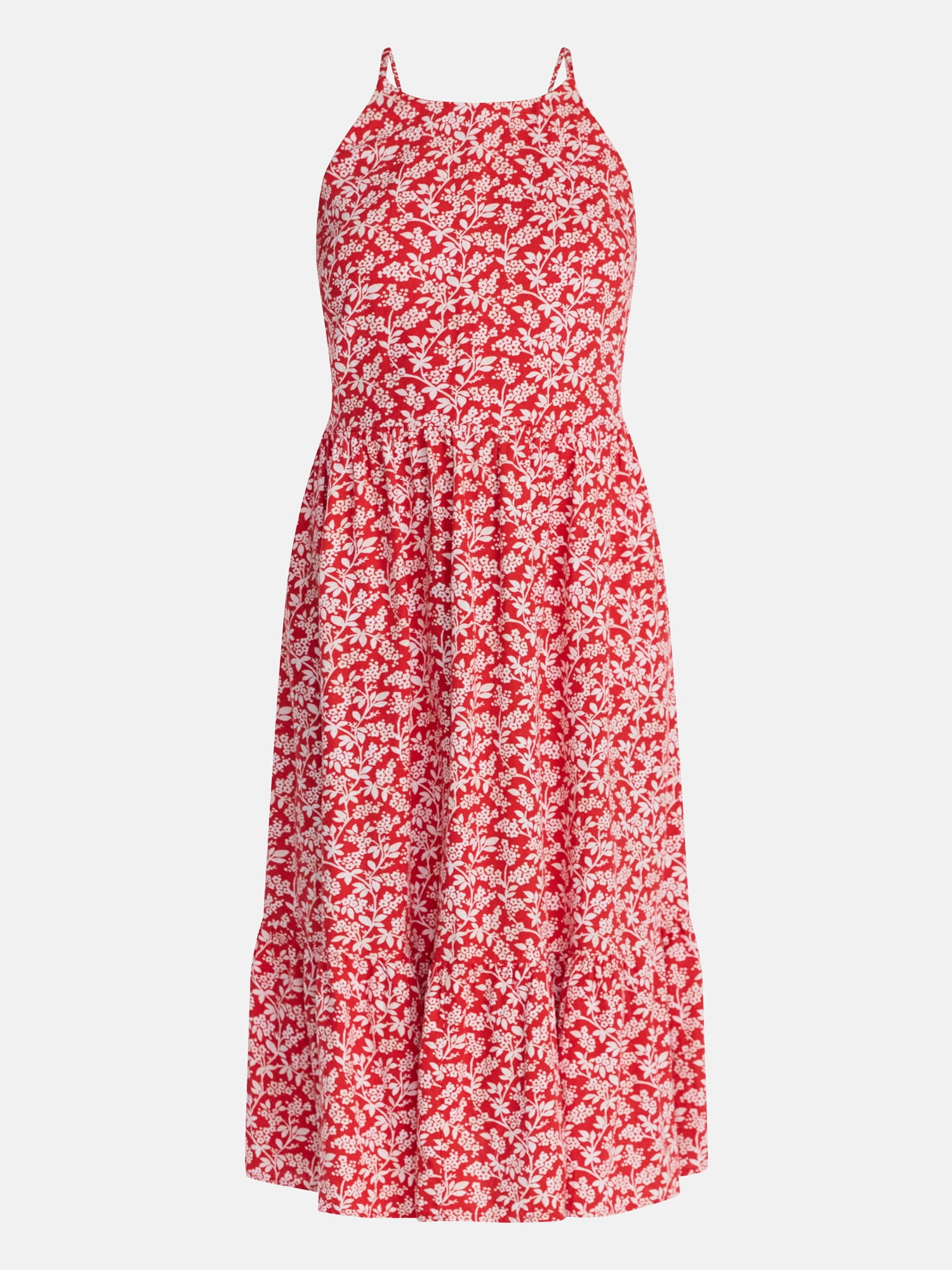 Time and Tru Women's Linen Blend Lace Up Halter Dress, Sizes XS-XXXL