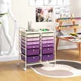 thumbnail image 3 of Costway 12-Drawer Rolling Storage Cart Organizer Cart with 2 Sizes Plastic Drawers Macaron Purple, 3 of 10
