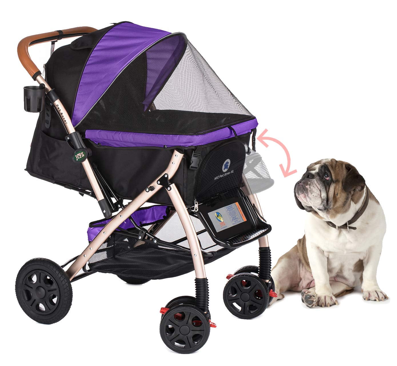 purple dog stroller