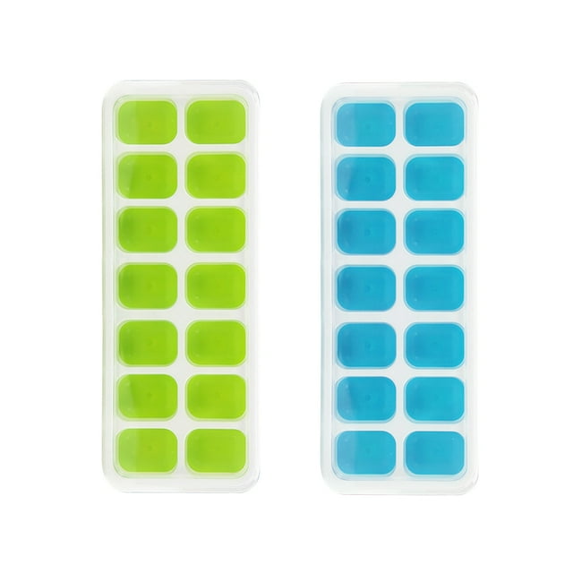 Bandejas de cubitos de hielo de 2 piezas con tapa DIY Ice Cube Molde para hornear dulces Bandeja para hacer bebidas para la barra de la cocina Fiesta Irene Inevent JJ12877-00B