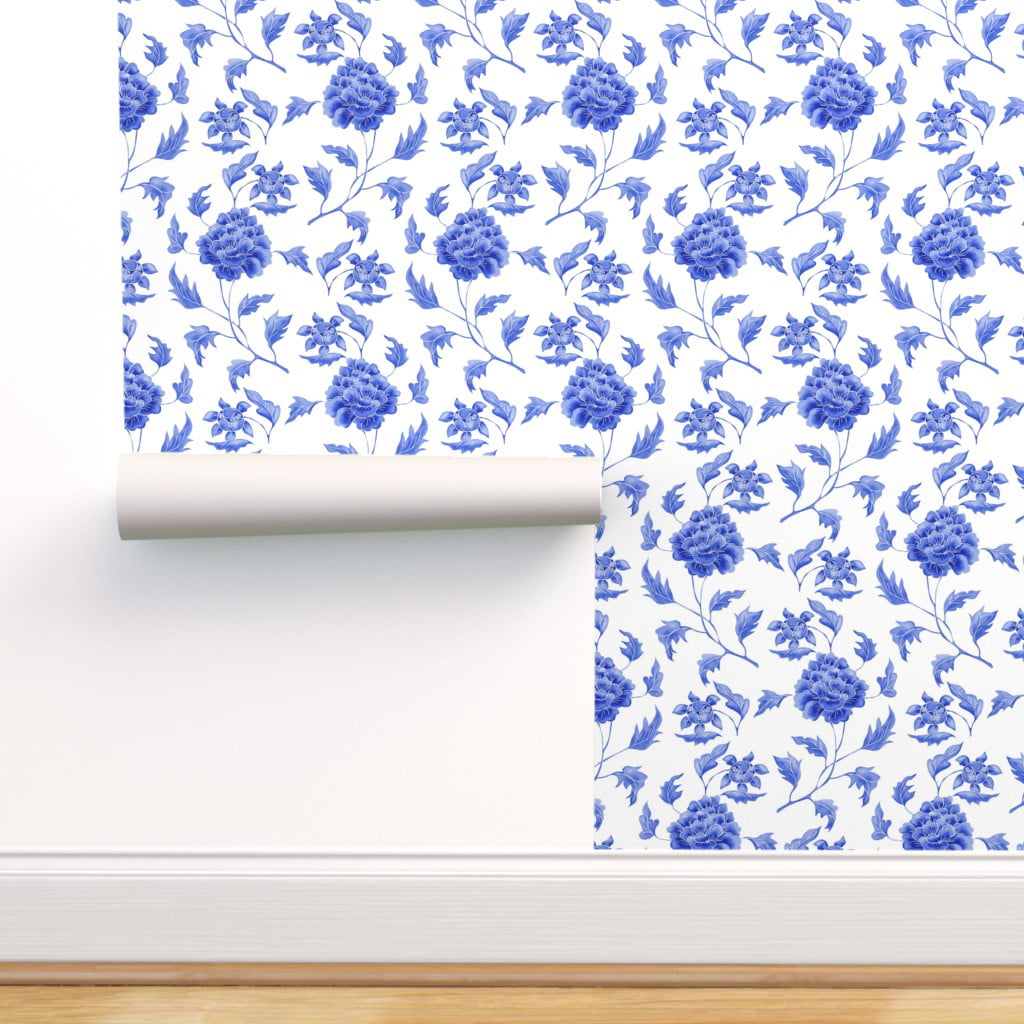 NextWall 405 sq ft Navy Blue Jasmine Chinoiserie Vinyl Peel and Stick  Wallpaper Roll NW43402  The Home Depot