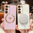 thumbnail image 3 of Magnetic Phone Case for Samsung Galaxy S23 Compatible with MagSafe Cute Heart Galaxy S23 Case for Women Luxury Plating Bumper Full Camera Lens Protection S23 5G Cover 6.1" (Light Purple), 3 of 11