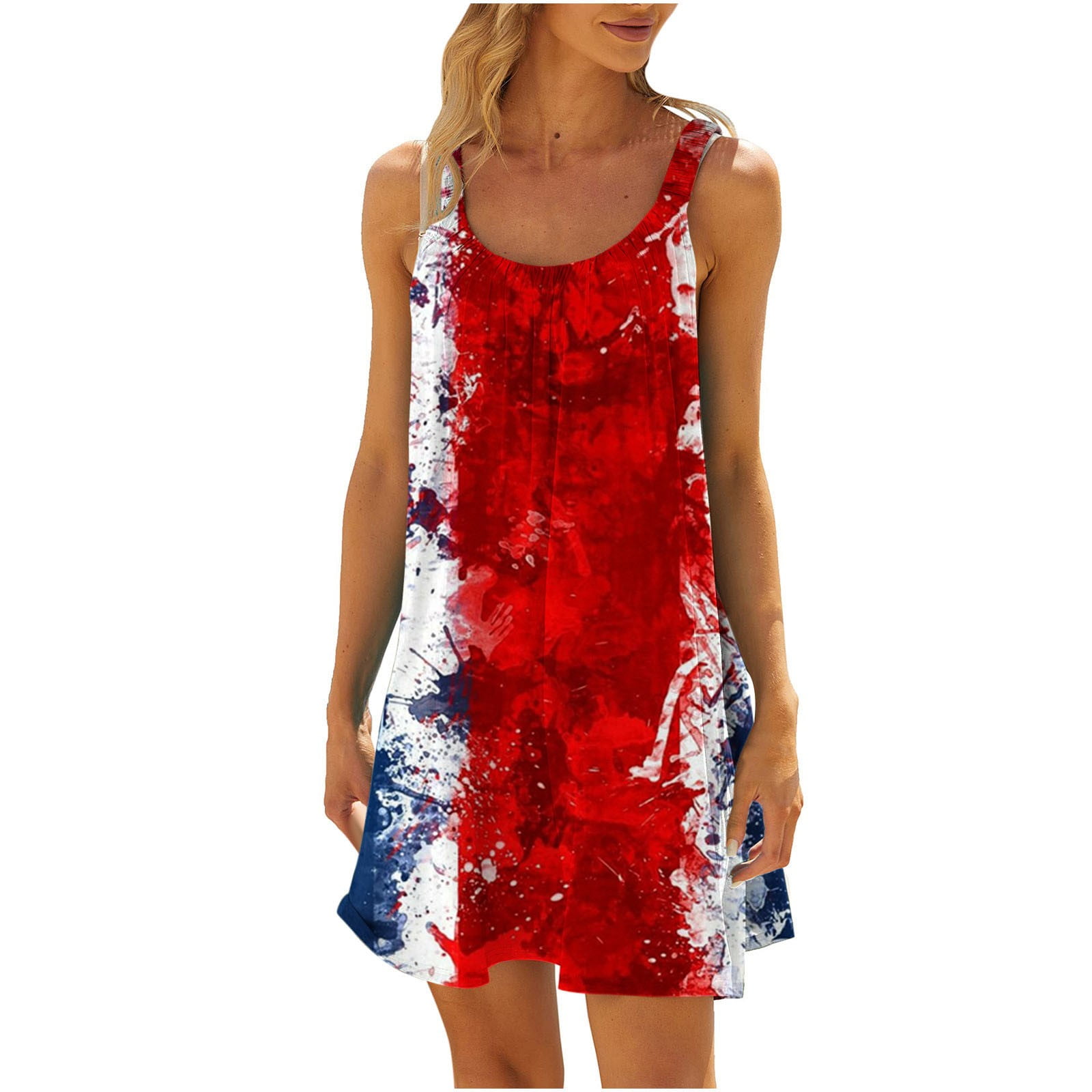 Women Casual Dresses Spaghetti Strap Sundress Summer Long Mini Dress V ...