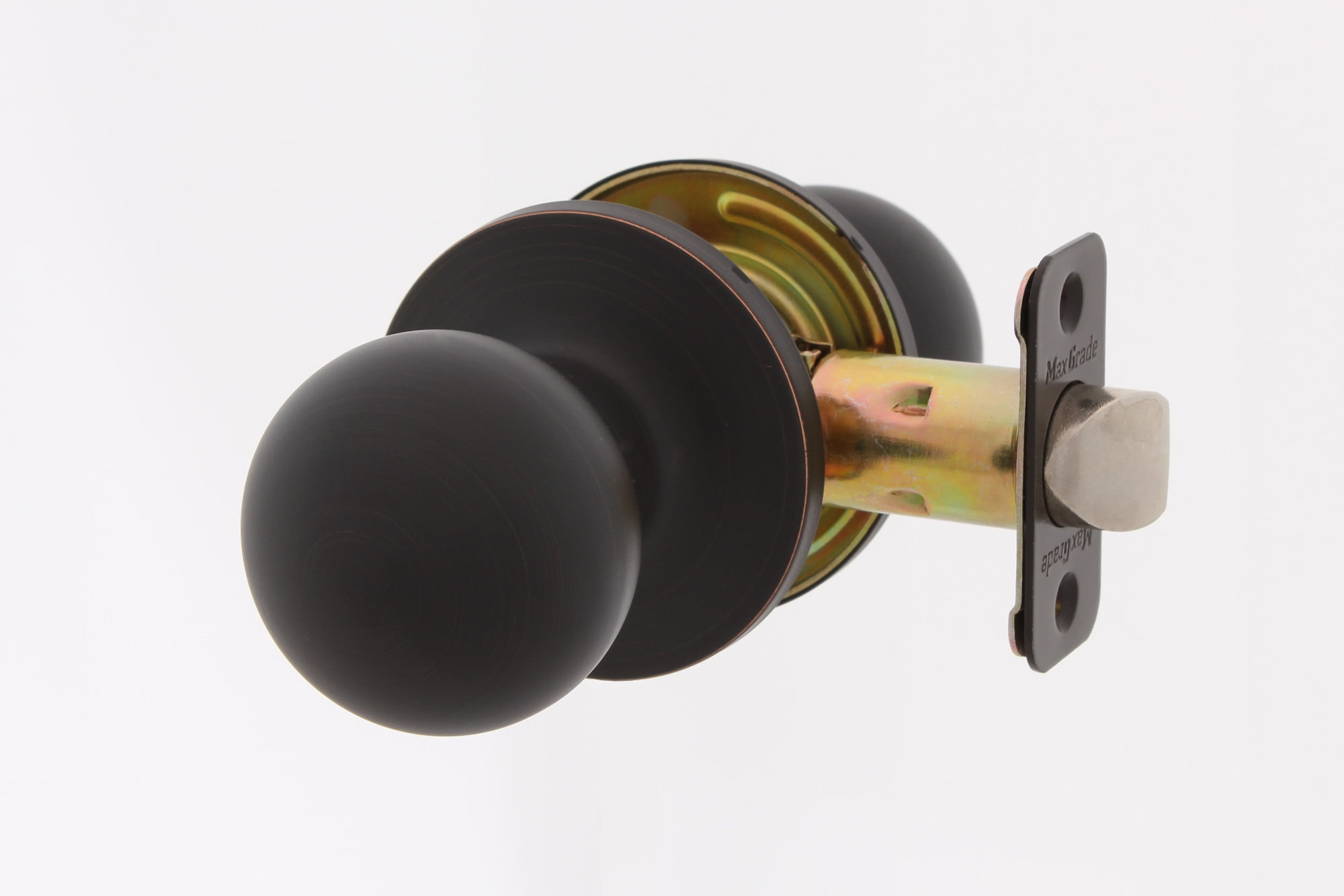 Maxgrade 100OXF Aged Bronze Passage Door Knob Set From The Oxford
