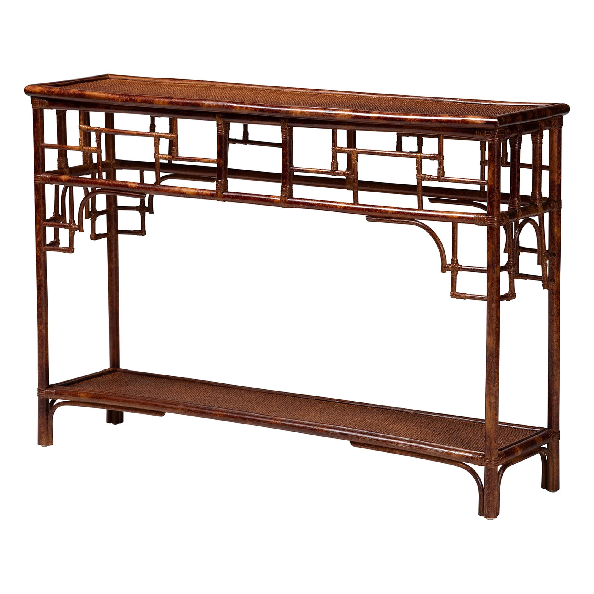 bali & pari Sebalio Boho Console Table, 49"W, Marbled Tortoise Brown