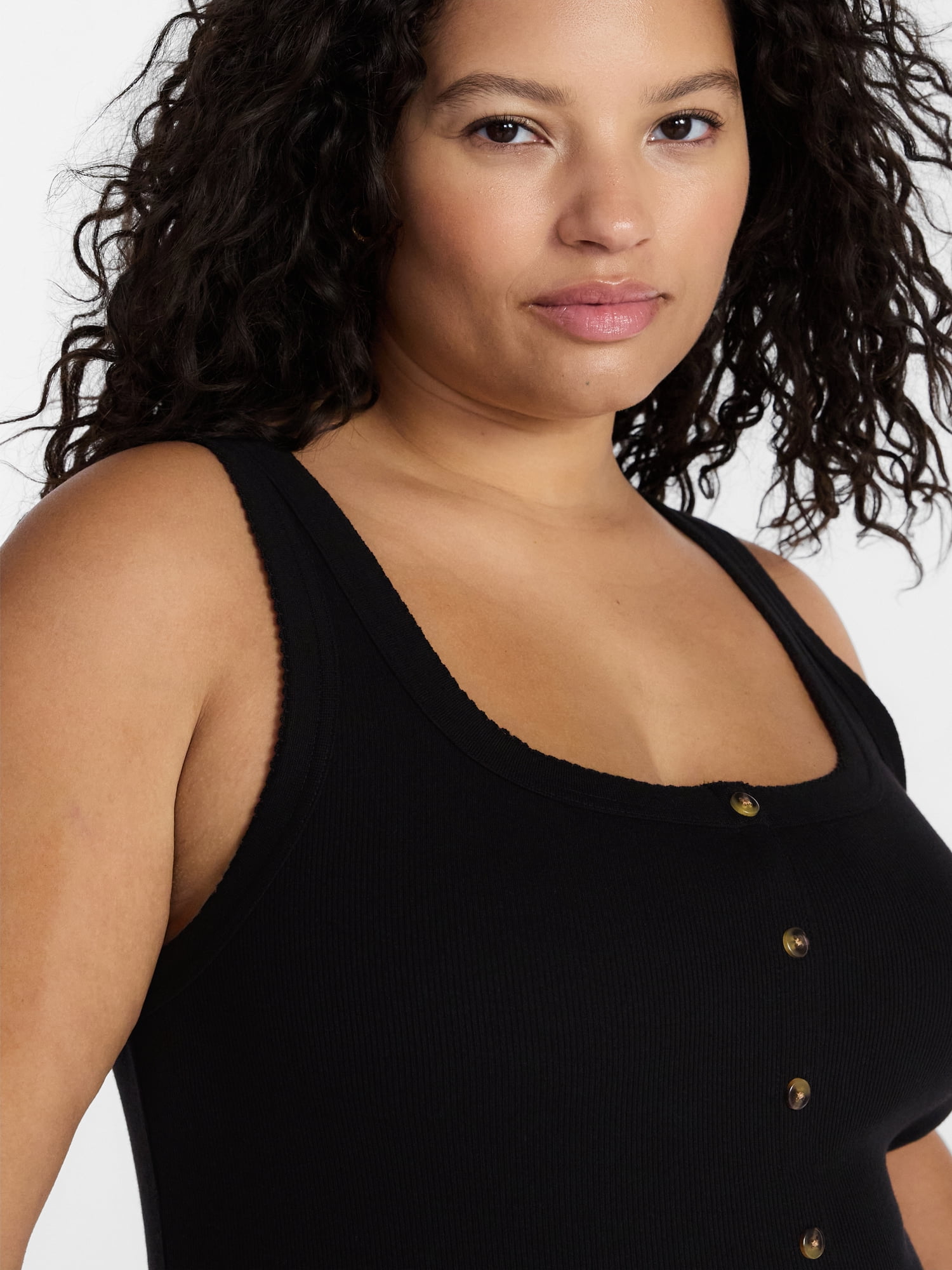 Terra & Sky Women’s Plus Size Button Through Tank, Sizes 0X-4X