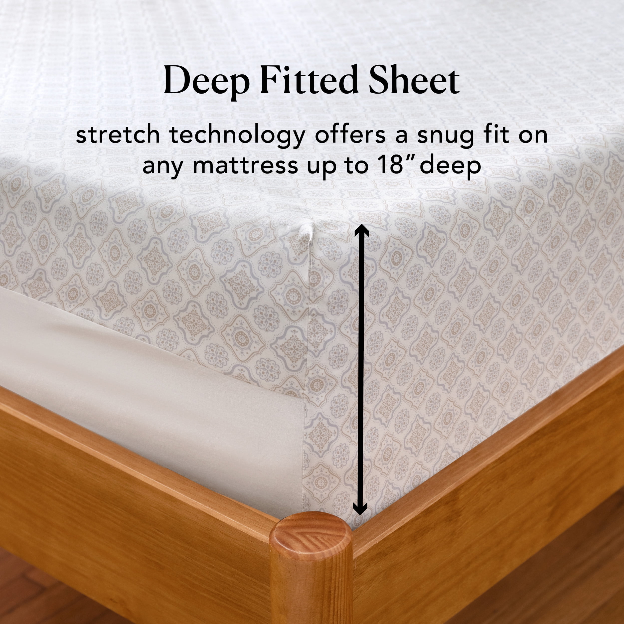 Better Homes & Gardens 400 Thread Count Hygro Cotton Bed Sheet Set, Queen, Medallion Ivory