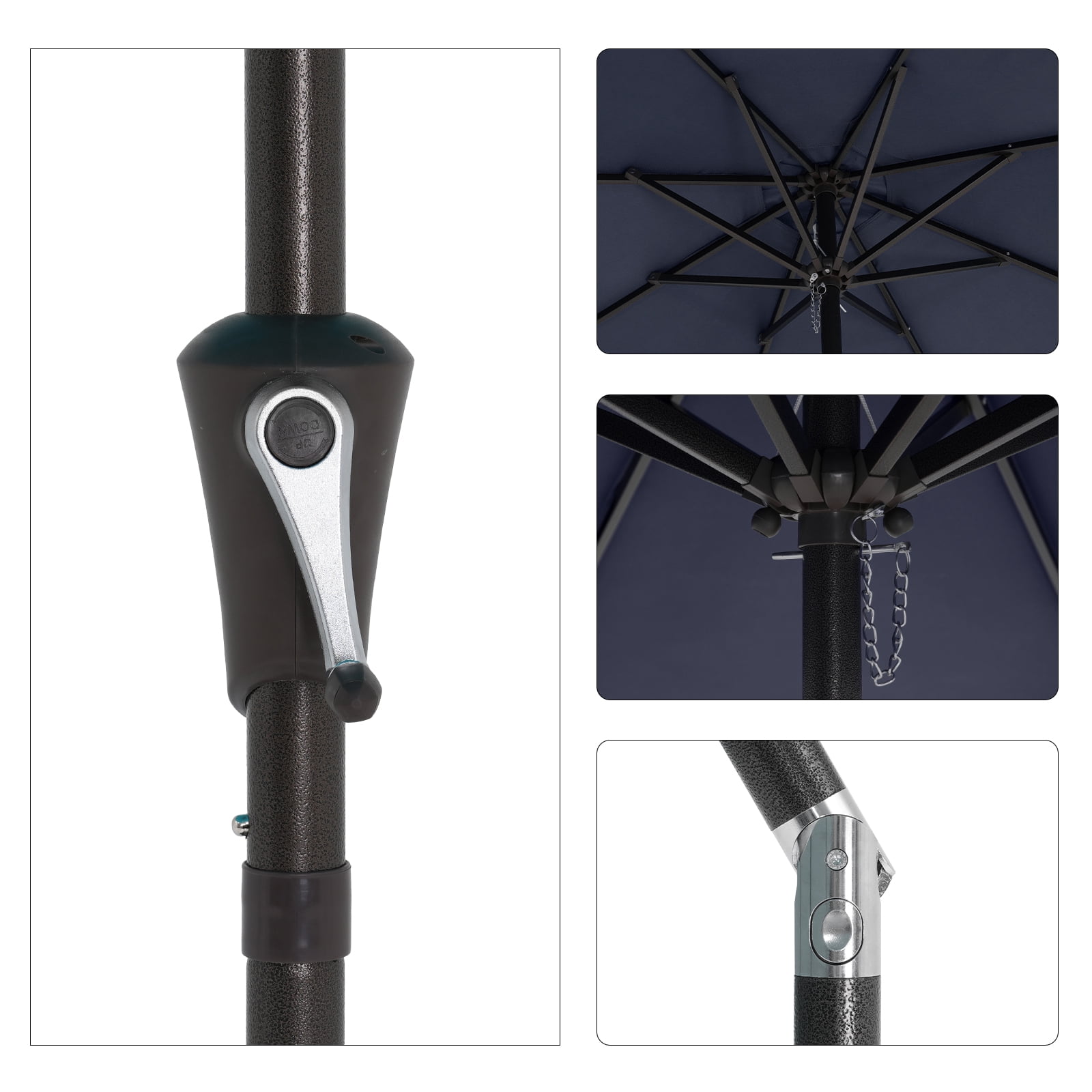 COBANA 9ft Patio Umbrella with Base Included, Outdoor Market Table Umbrella with Crank Tilt and Umbrella Stand Weights, Dark Blue