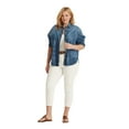 thumbnail image 3 of LAUREN RALPH LAUREN Womens Blue Cuffed Sleeve Point Collar Button Up Top Plus 2X, 3 of 4