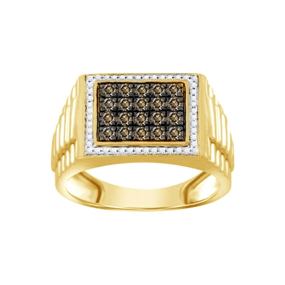 AFFY Brown & White Natural Diamond Fashion Ring In 10k Yellow Gold (0.625 Cttw)