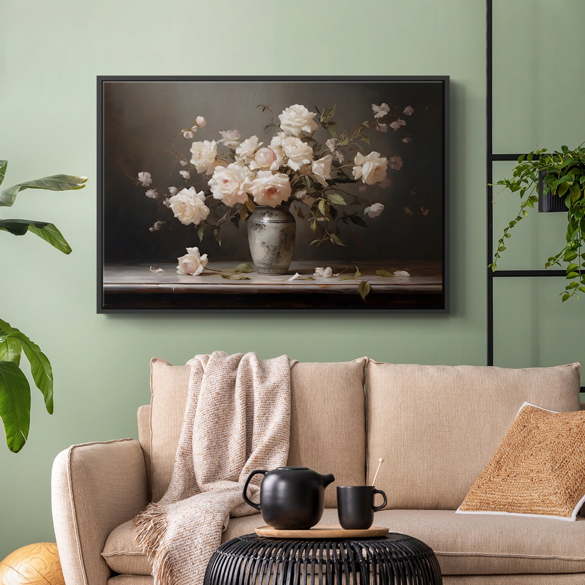 Vintage Botanical Print-LXII By Wexford Home Framed in Black Wood Gallery Wrapped Canvas 17 in. x 25 in.
