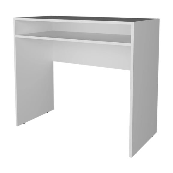 Xukmct Computer Desk with Storage Shelf, Perfect for Living Room, Office, White