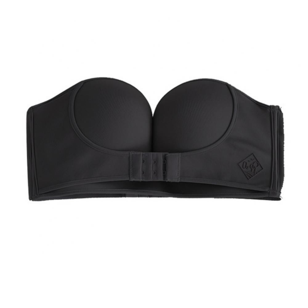 Wcjing 2 PCS Strapless Front Buckle Bra Breathable Comfortable Soft Women Wireless Anti-Slip Invisible Push Up Bra