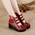 thumbnail image 2 of Women's Back Zipper Platform Shoes Comfort Leather Wedge Pumps For Ladies, 2 of 4