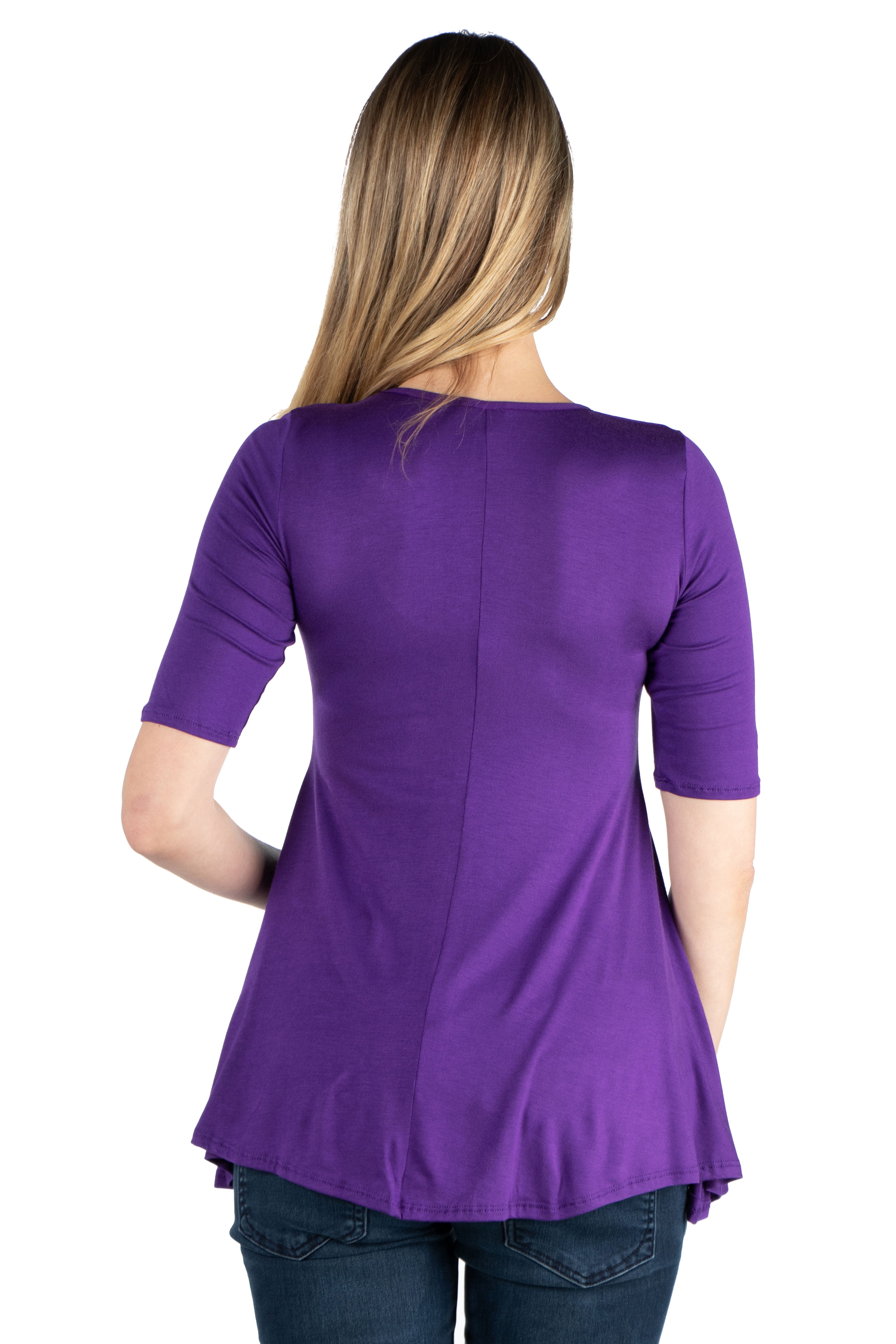 24seven Comfort Apparel Elbow Sleeve Maternity Swing Tunic Top