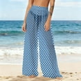 thumbnail image 2 of Tnhcen Women's Bohemian Beach Pants Swimwear Cover Up Lightweight Rayon Chiffon Polka Dot Print Loose Fit Plus Size Casual Trousers S-2XL, 2 of 7