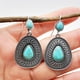 thumbnail image 3 of Pendientes colgantes vintage con gancho boho para compromiso y boda, turquesa y piedras preciosas, 3 of 4