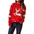 thumbnail image 4 of Suéter feo de Navidad para mujer Jersey de punto lindo impreso cuello redondo suéteres jerseys, 4 of 5