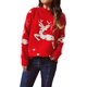 thumbnail image 4 of Suéter feo de Navidad para mujer Jersey de punto lindo impreso cuello redondo suéteres jerseys, 4 of 5