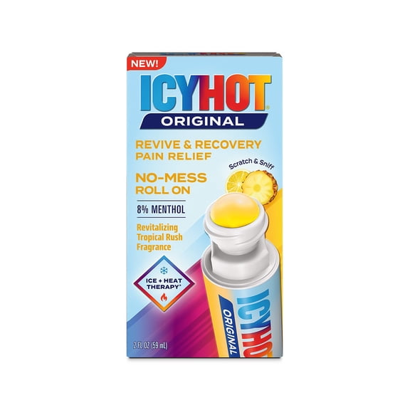 Icy Hot Revive and Recovery Pain Relief No Mess Roll-On 2.0 Fluid Ounces -Revitalizaing Tropical Rush