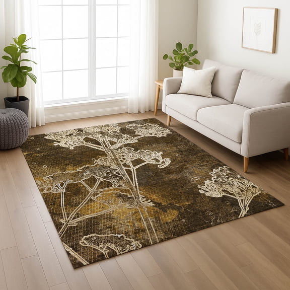 Addison Rugs Chantille Indoor/Outdoor Transitional Floral Chocolate Machine Washable Rectangle Rug, 10' x 14'