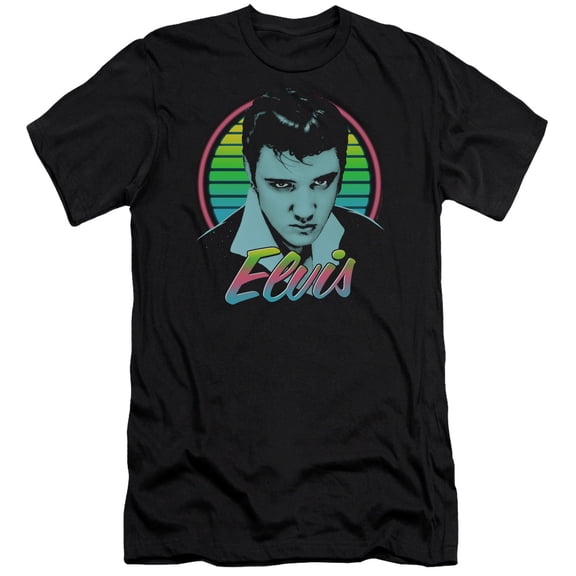 Elvis Presley Neon King Premium Adult 30/1 T-Shirt Black