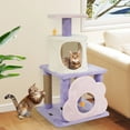 thumbnail image 4 of Costway 31.5" Cute Modern Cat Tree with Condo Top Perch Jute Scratching Posts Hanging Toy Purple, 4 of 10