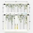 thumbnail image 3 of Eucalyptus Kitchen Window Curtains Valance and Tier Set 36 Inch, Rustic Botanical Sage Green Leaf 3 Piece Window Treatment Tiers Kitchen Decor Country White Wooden Wood Plank Rod Pocket Drapes, 3 of 6