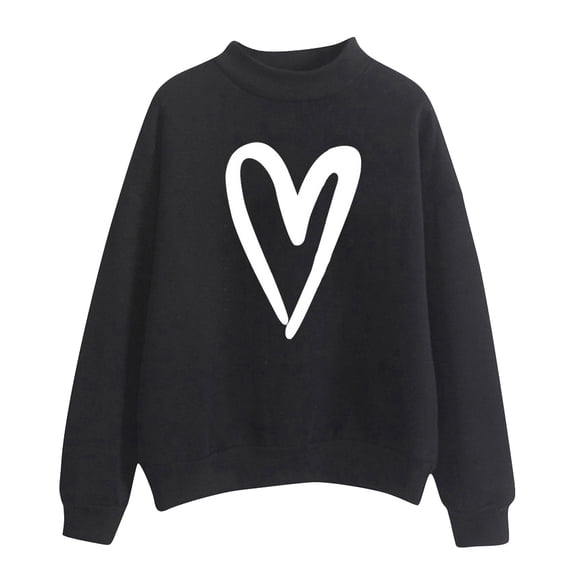 Valentines Womens Crewneck Sweatshirt Love Heart Graphic Hoodless Sweater Casual Valentine's Day Pullover Tops Festival Clothing Crewneck Sweatshirt