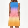 thumbnail image 4 of Women's Ombre Gradient V-Neck Sleeveless Sundress Solid Color Summer Casual Dress with Ruffled Hem for City Walks,Multicolor XL, 4 of 5