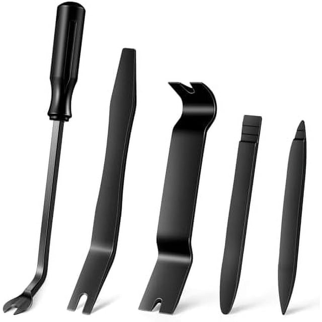 5 pcs Auto Trim Removal Tool Kit, No Scratch Plastic Pry Tool Kit - Interior Door Panel Clip Fastener Removal Set for Vehicle Dash Radio Audio Installer (Black) Black