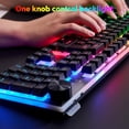thumbnail image 2 of Wireless Gaming Keyboard with knob and Mouse Combo USB Dongle 2.4G Rechargeable 3000mAH Battery RGB Backlit Stainless Panel 4200DPI, 2 of 5