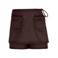 thumbnail image 5 of RYRJJ Womens Denim Skorts Y2k Low Waist Cargo Denim Mini Skirts with Shorts Button Down Bodycon Pencil Jean Skirts(Coffee,M), 5 of 7