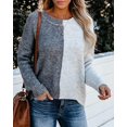 thumbnail image 3 of Femmes Lâches Col Rond Tricot Couleur Bloc Pull Manches Longues Automne Hiver Loisirs Pull Tops L, 3 of 5