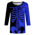 thumbnail image 4 of WEAIXIMIUNG T-Shirt Assorti pour Femmes, Imprimé Squelette, Col en V, Manches 3/4, 4 of 5