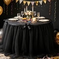 thumbnail image 5 of 1 Pack Tulle Table Skirt, Torqee Bow Decor Tablecloth, Party Decoration Cover, for Birthday Cake Table, Holiday Gathering and Event Display, Black, L, 5 of 8