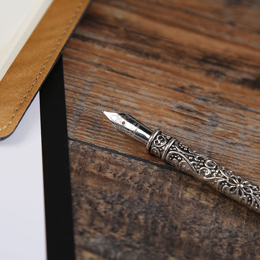 Luxury Vintage Quill Dip Calligraphy Fountain Pen Writing Ink 5 Nibs Set Stationery Gift Box