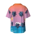 thumbnail image 2 of Xecao offers the Beach with Palm Trees for Men's Casual Short-sleeved Shirt, a button-up collared shirt with a pocket, perfect for beach vacations and yacht travel in the XX-Large size., 2 of 7