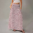 thumbnail image 5 of LWavelet Embossed Floral Maxi Skirt with Side Pockets Women Elegant Daily Casual Flowy Versatile Bottoms Pink L, 5 of 5
