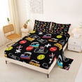 thumbnail image 2 of Castle Fairy Cartoon Train Pattern Bed Sheets 4pcs for Teens, Ticket Print King Sheets for Bedroom, Black Red, 2 of 6