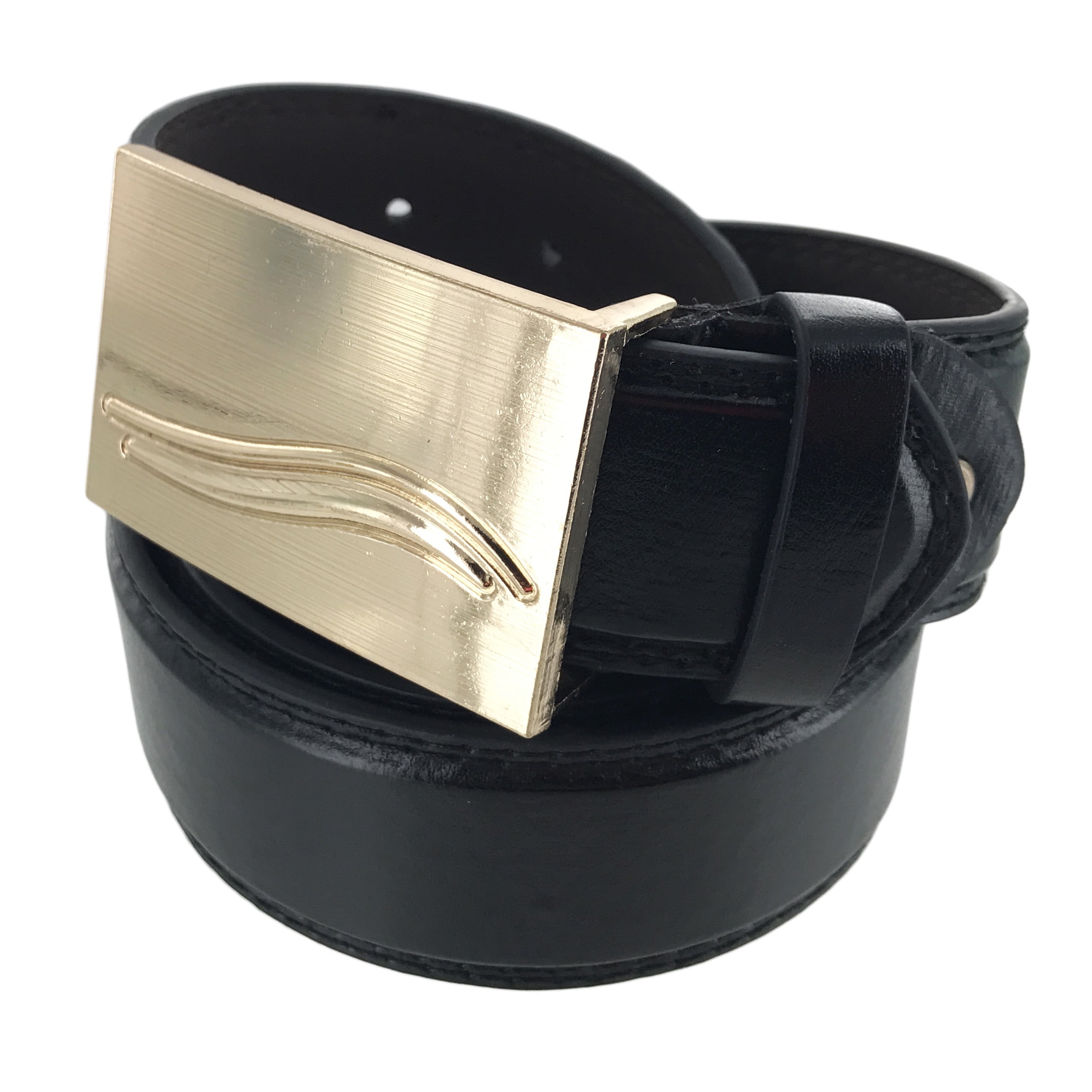 Faddism Men's Leather Futuristic Simple Plate Buckle Belt Model 79