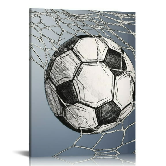 BCIIG Soccer Ball Fine Art Aesthetic Poster & Print Wall Painting for Home Office Decor 12x16 in