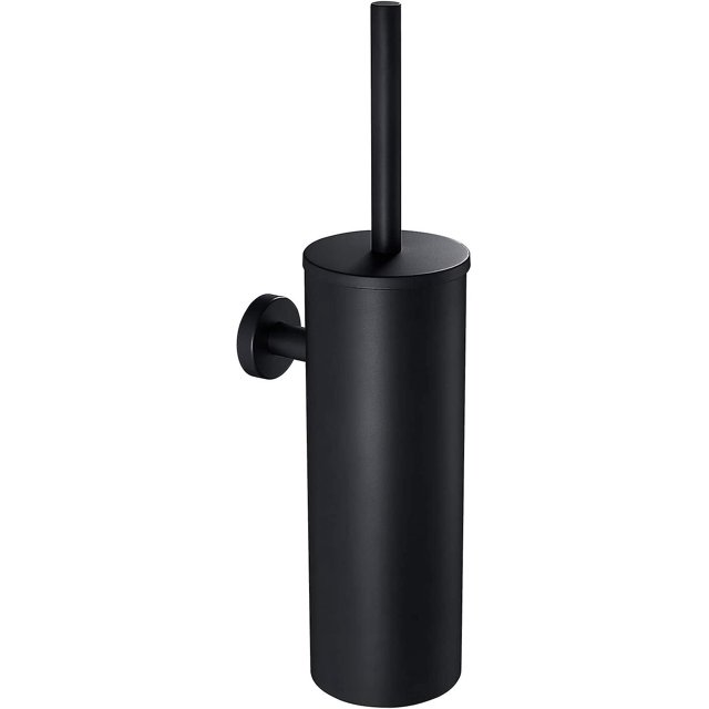 Juego de escobilla y soporte para inodoro de acero inoxidable 304, escoba para inodoro cromada negra con soporte, inodoro negro